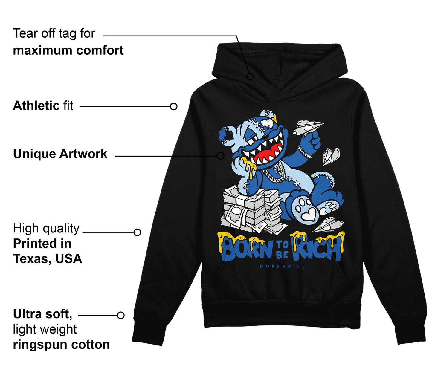 Space Jam 11s DopeSkill Hoodie Sweatshirt Born To Be Rich Graphic
