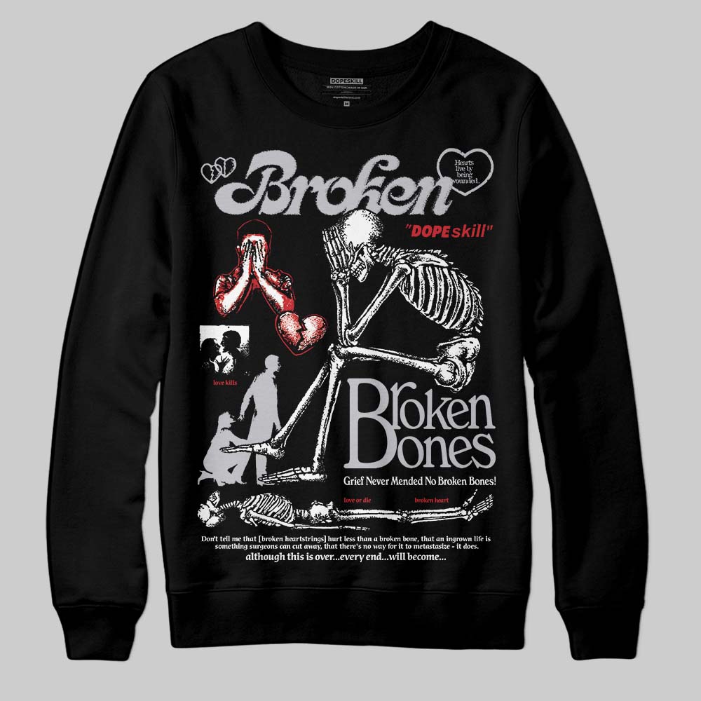 White Cement 4s DopeSkill Sweatshirt Broken Bones Graphic