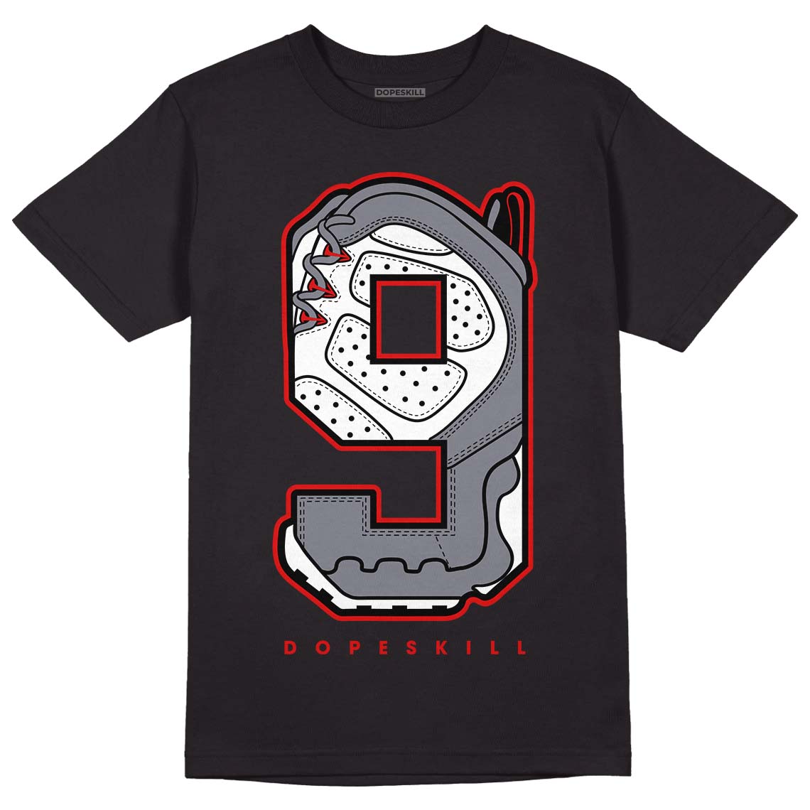 Fire Red 9s DopeSkill T-Shirt No.9 Graphic