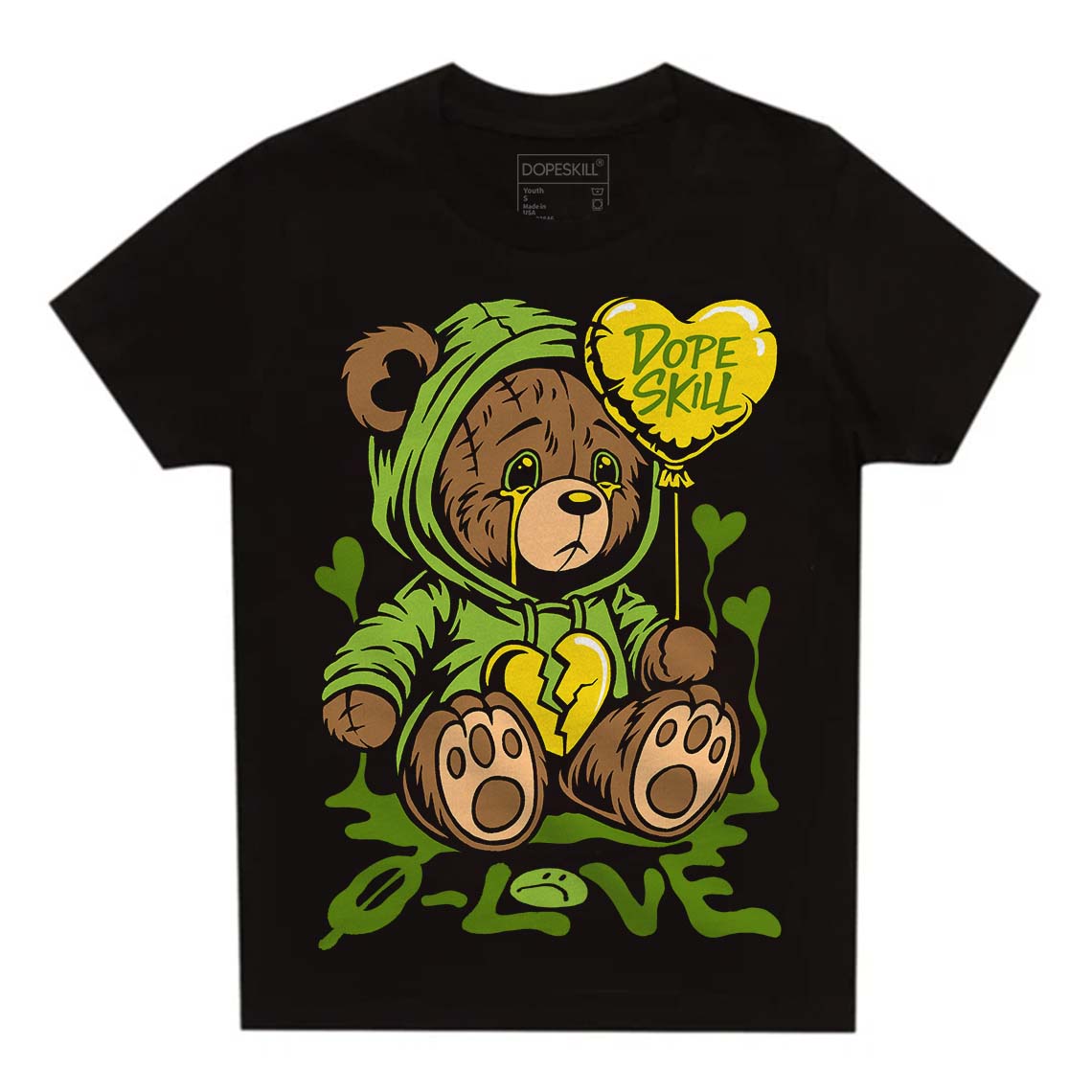 Dunk 'Chlorophyll' DopeSkill Toddler Kids T-shirt Broken Bear Graphic