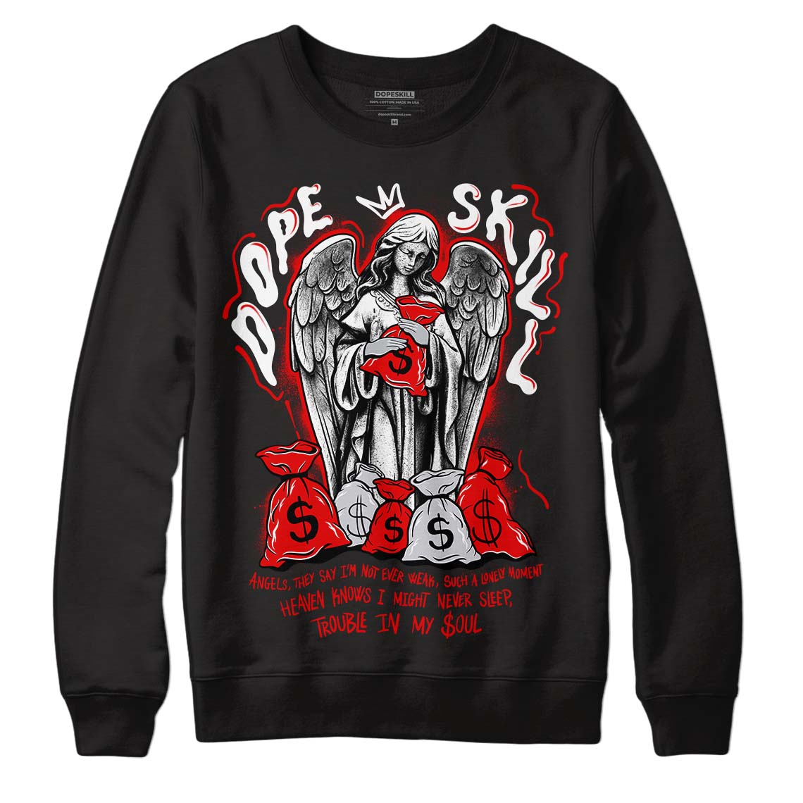 Red Cement 4S DopeSkill Sweatshirt Angels Graphic
