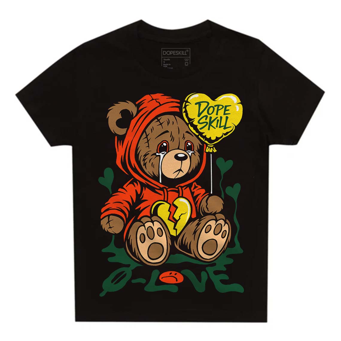 Dunk Team Dark Green Orange DopeSkill Toddler Kids T-shirt Broken Bear Graphic