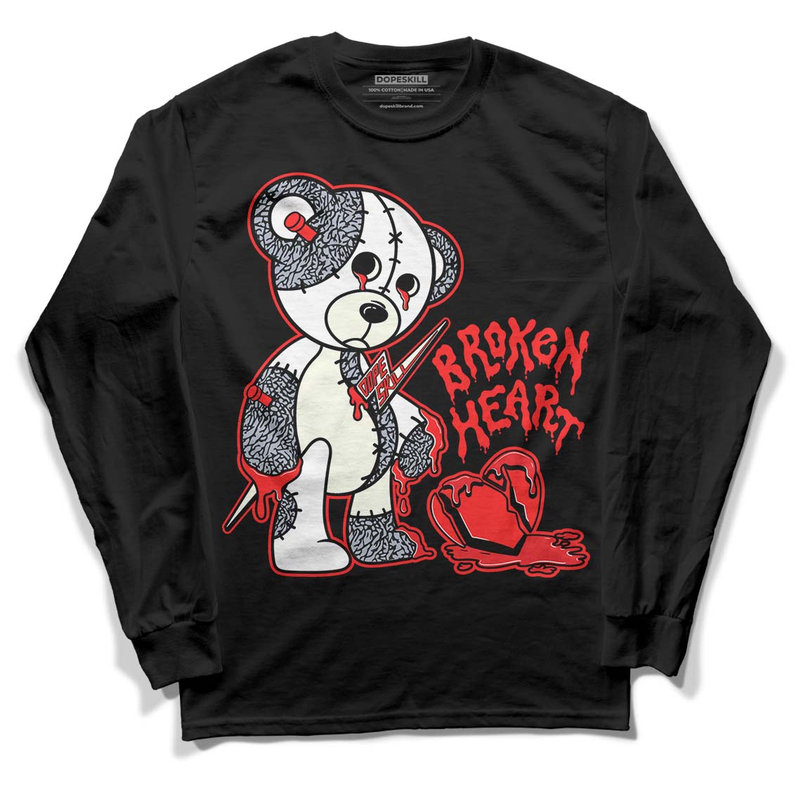 White Cement Reimagined 3s DopeSkill Long Sleeve T-Shirt Broken Heart Graphic
