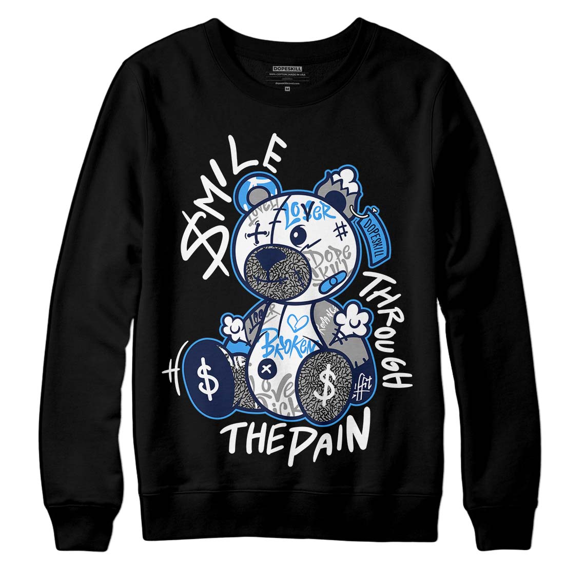 Midnight Navy 3s DopeSkill Sweatshirt Smile Through The Pain Graphic