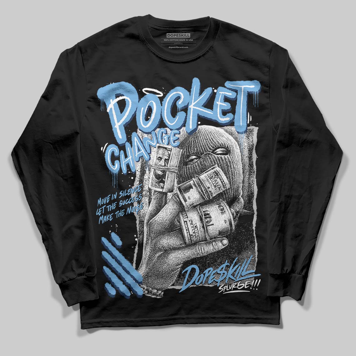 Summit White Navy 4s DopeSkill Long Sleeve T-Shirt Pocket Change Graphic
