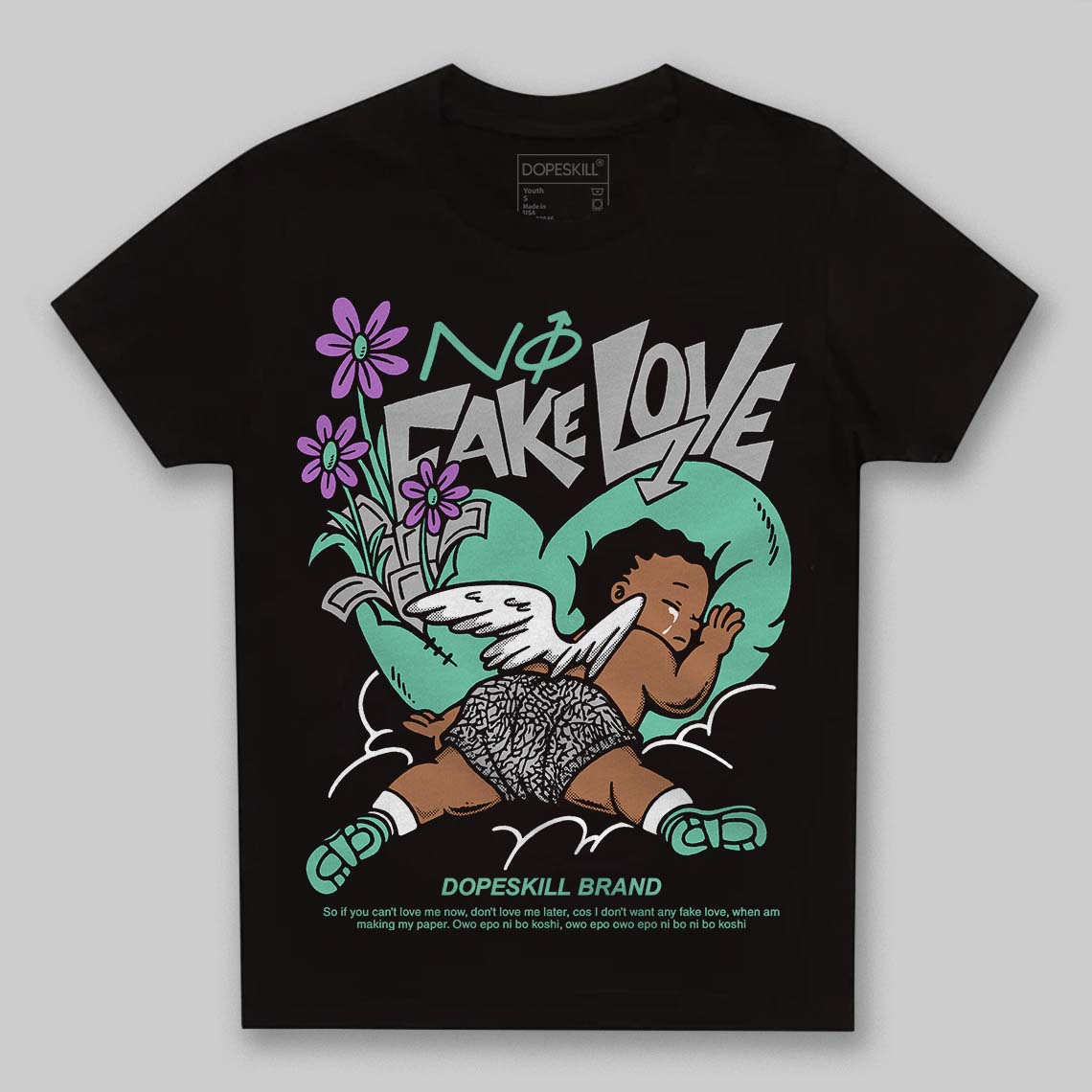 Green Glow 3s DopeSkill Toddler Kids T-shirt No Fake Love Graphic
