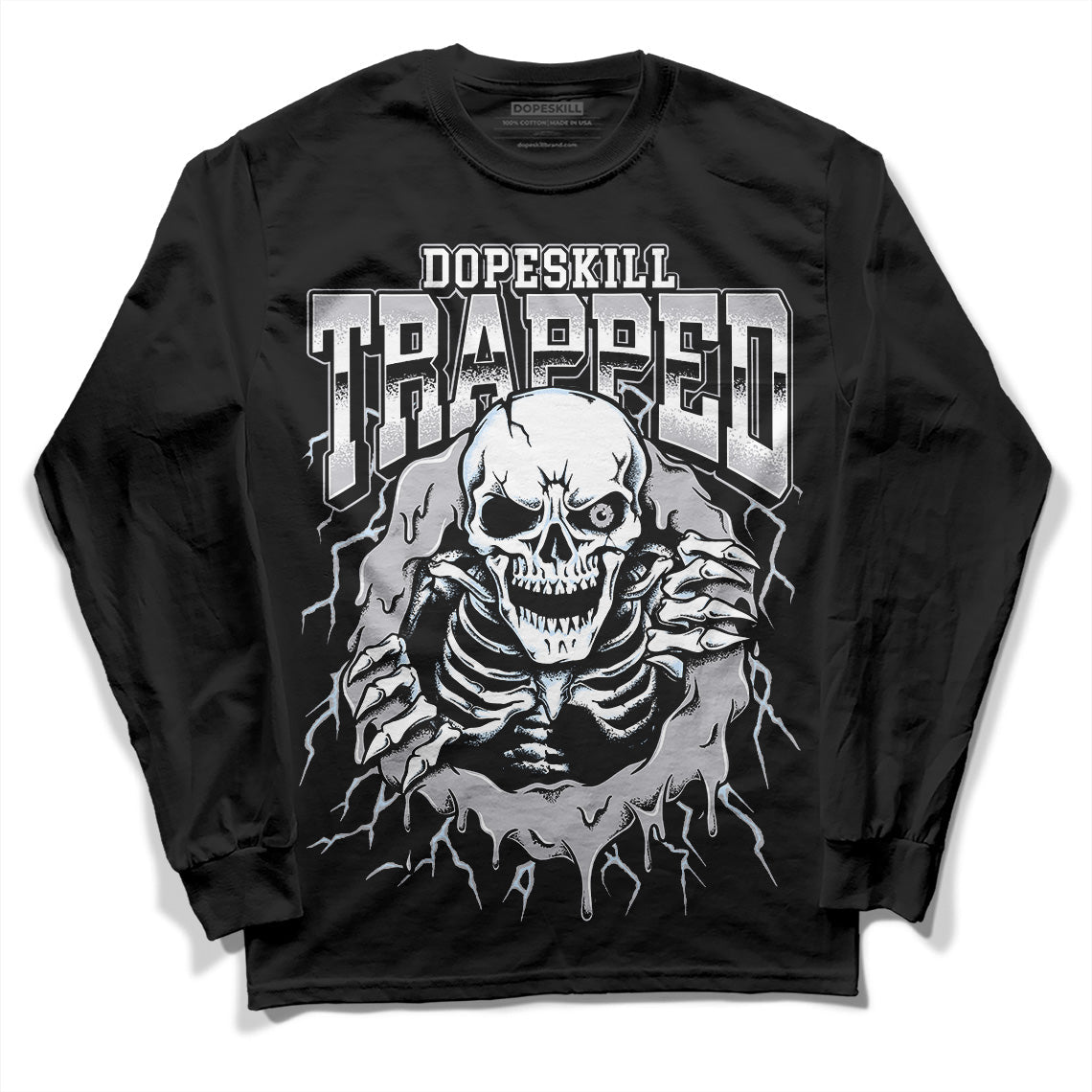 Cement Grey 11s DopeSkill Long Sleeve T-Shirt Trapped Halloween Graphic