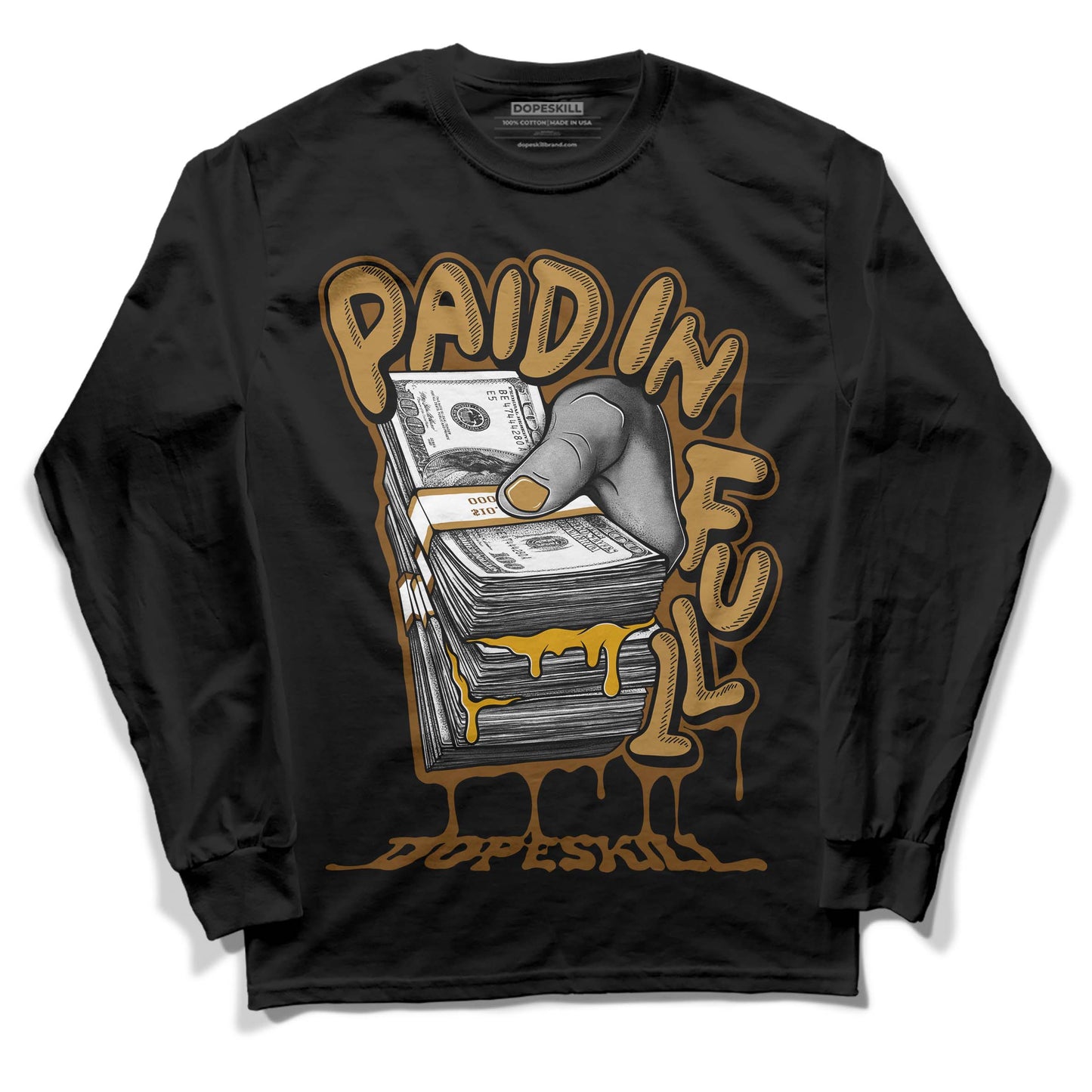 Wheat 13s DopeSkill Long Sleeve T-Shirt Paid In Full Graphic