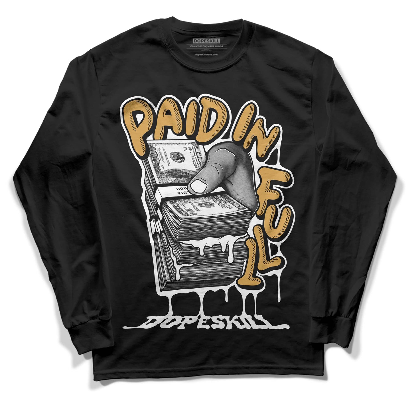 Gratitude 11s DopeSkill Long Sleeve T-Shirt Paid In Full Graphic