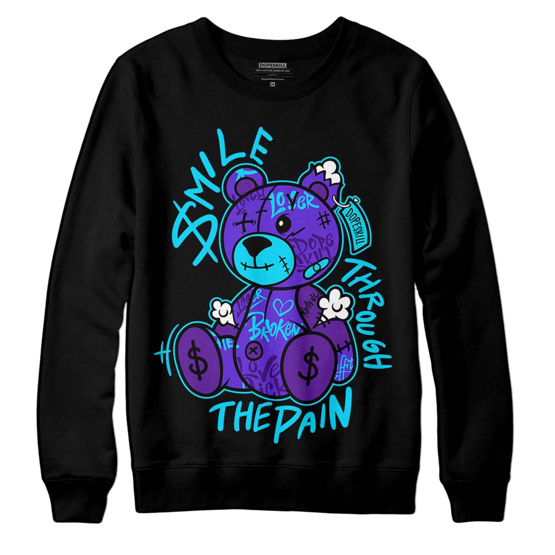 Aqua 6s DopeSkill Sweatshirt Smile Through The Pain Graphic