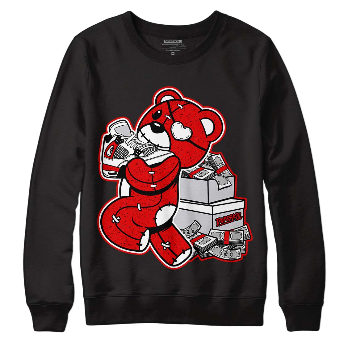 Red Cement 4S DopeSkill Sweatshirt Bear Steals Sneaker Graphic