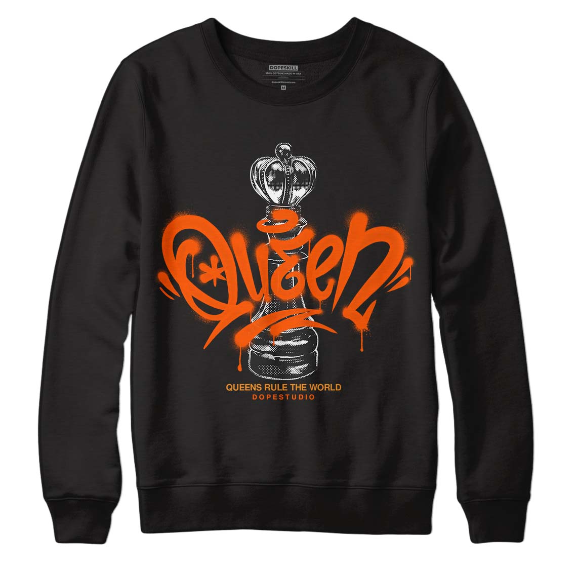 Brilliant Orange 12s DopeSkill Sweatshirt Queen Chess Graphic