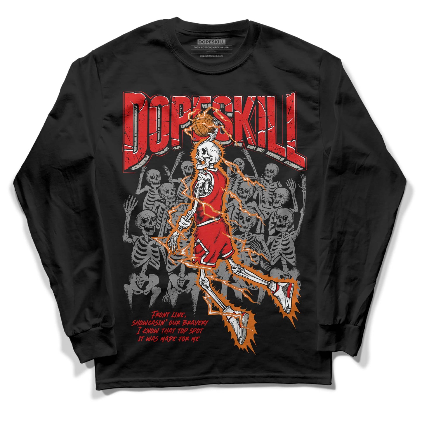 Fire Red 3s DopeSkill Long Sleeve T-Shirt Thunder Dunk Graphic