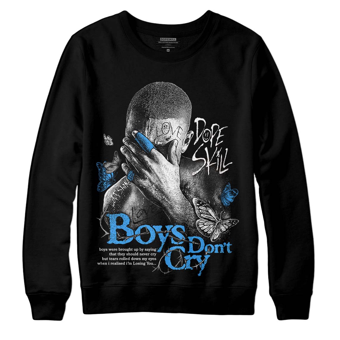Midnight Navy 3s DopeSkill Sweatshirt Boys Don't Cry Graphic