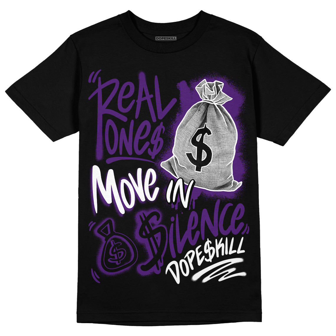 Field Purple 12s DopeSkill T-Shirt Real Ones Move In Silence Graphic
