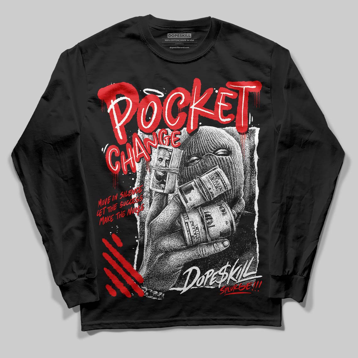 Dunk Panda White Black DopeSkill Long Sleeve T-Shirt Pocket Change Graphic