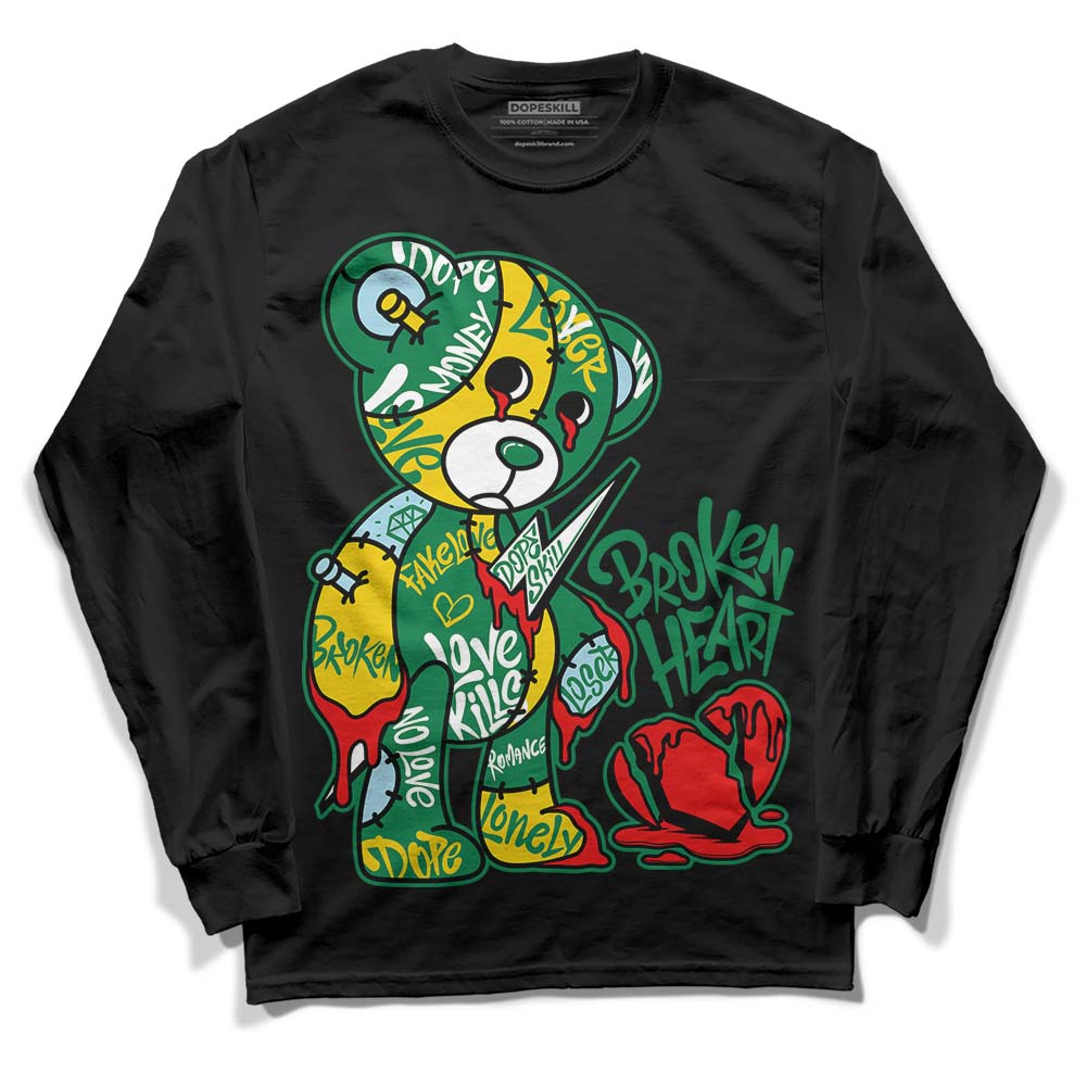 Lucky Green 5s DopeSkill Long Sleeve T-Shirt Broken Heart Graphic