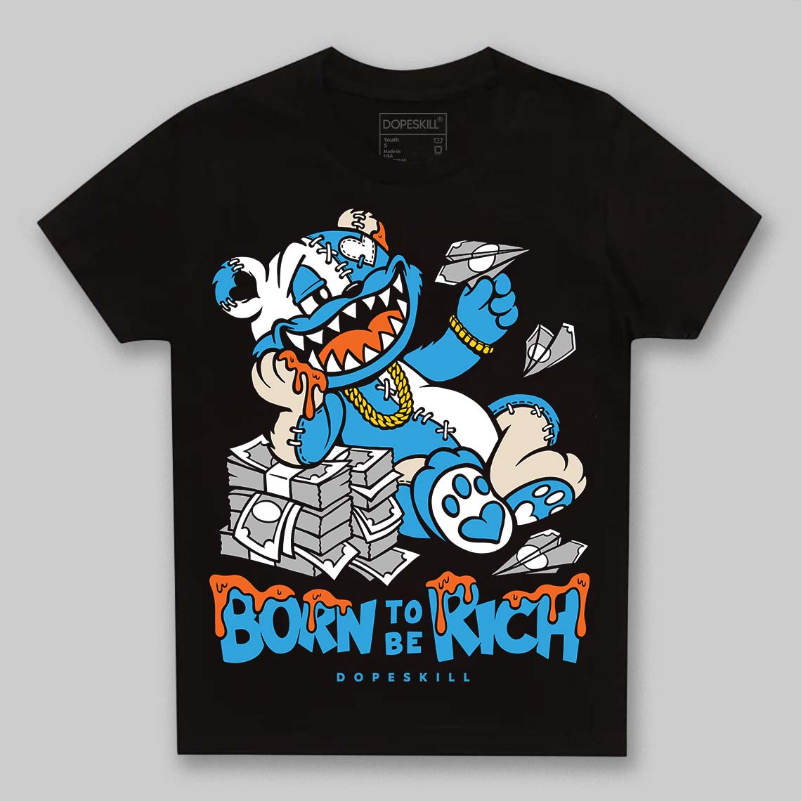 UNC Reimagined 1s DopeSkill Toddler Kids T-shirt Born To Be Rich Graphic