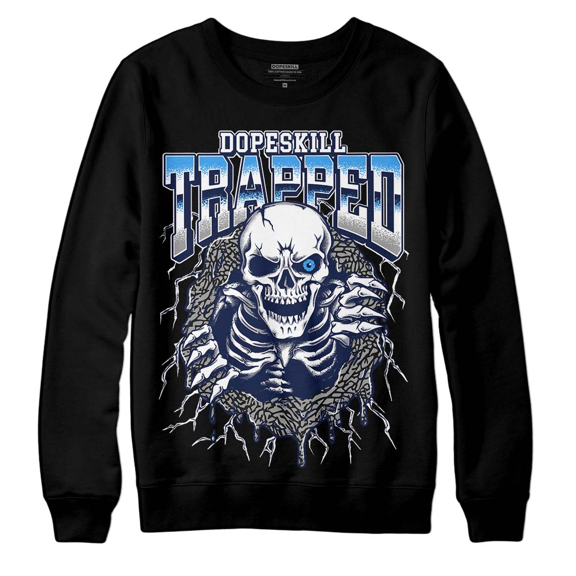 Midnight Navy 3s DopeSkill Sweatshirt Trapped Halloween Graphic