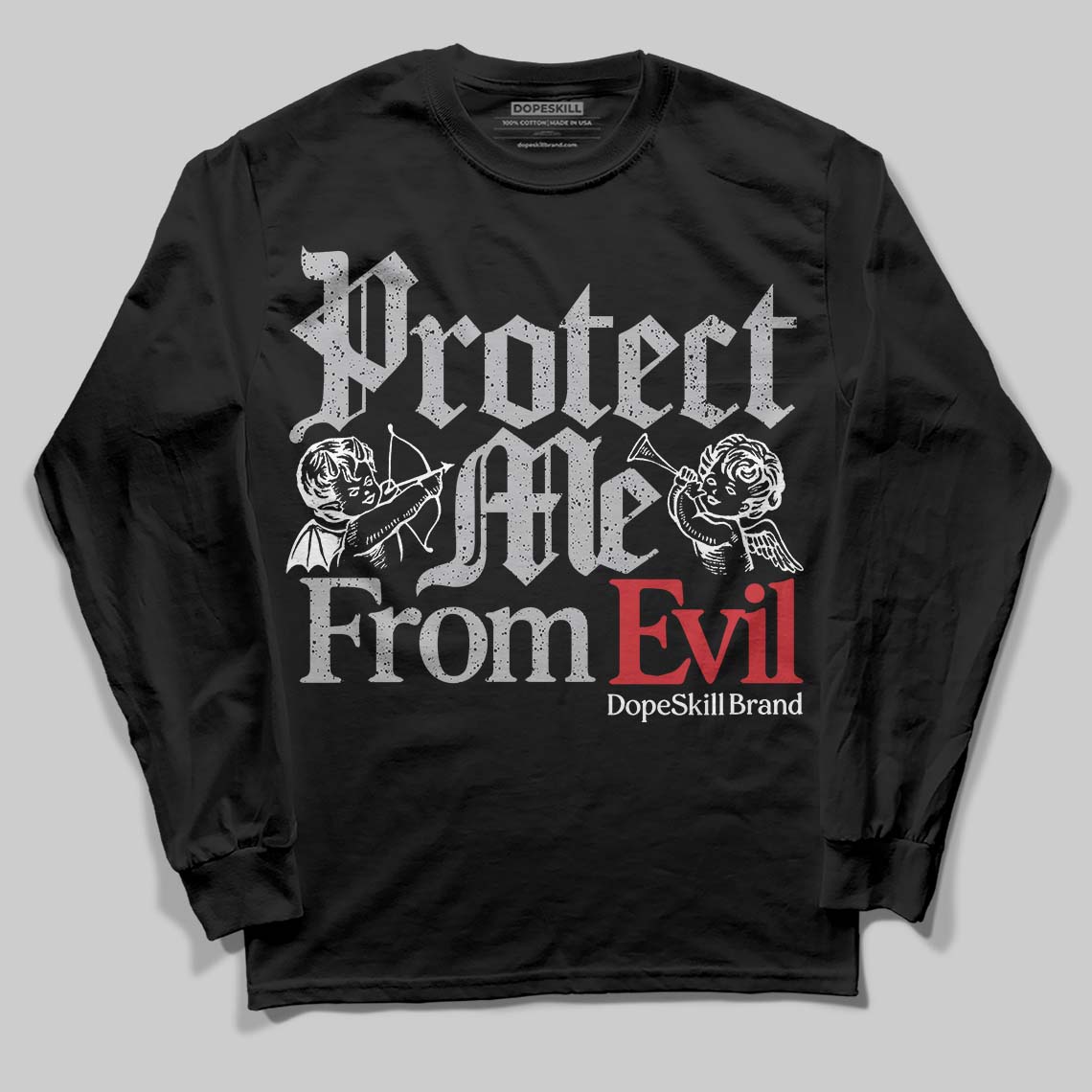 White Cement 4s DopeSkill Long Sleeve T-Shirt Protect Me From Evil Graphic