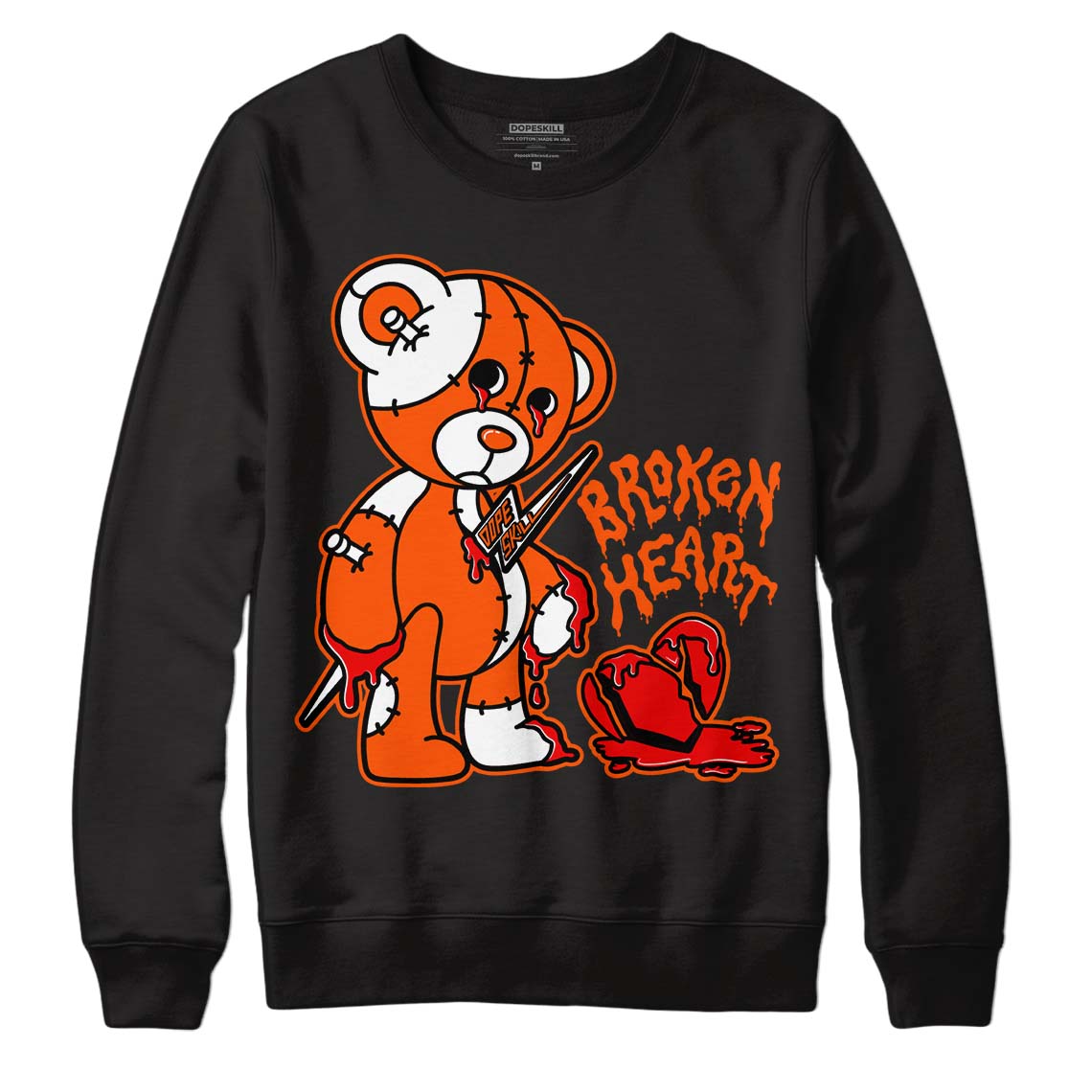 Orange Milk DopeSkill Sweatshirt Broken Heart Graphic