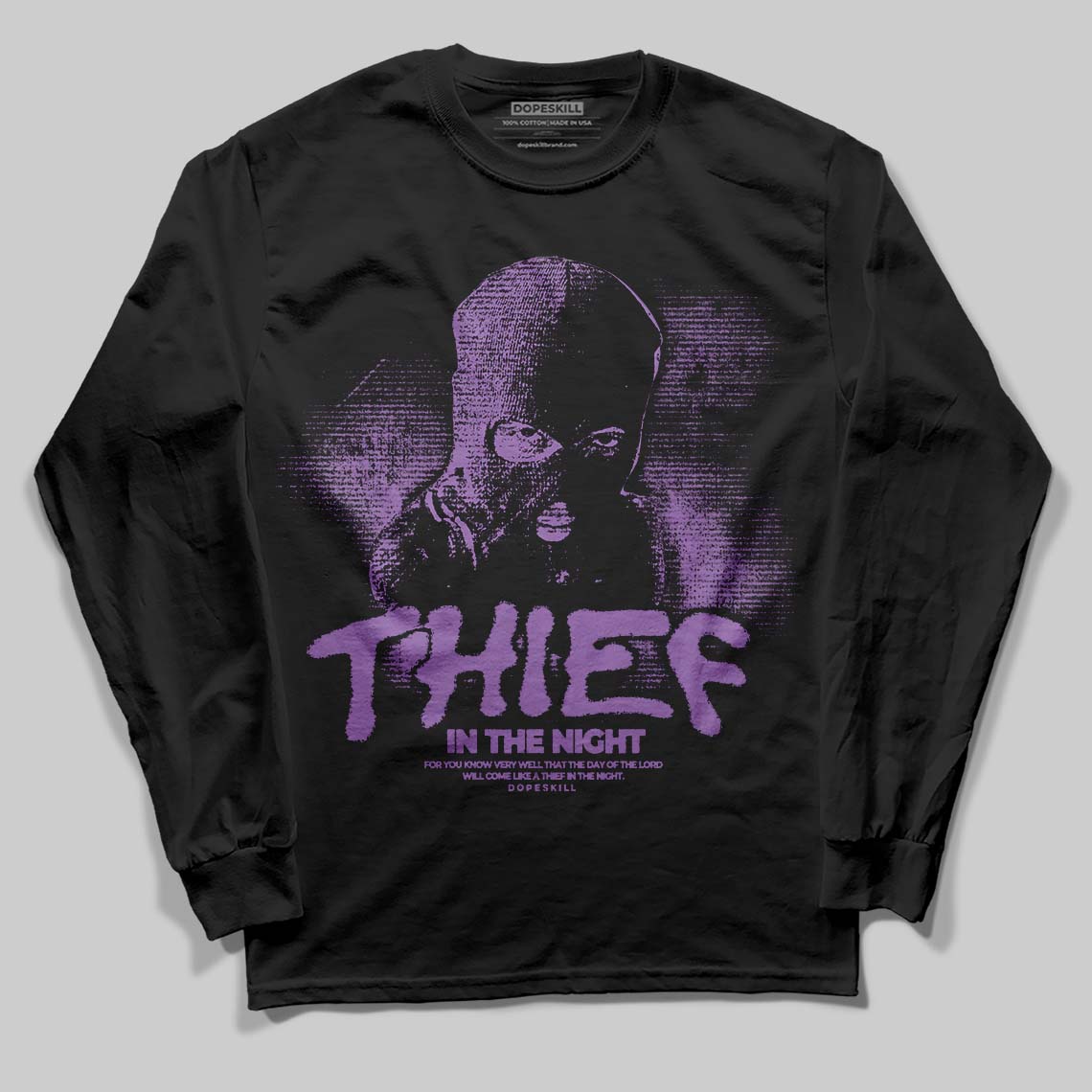 PURPLE Collection DopeSkill Long Sleeve T-Shirt Thief In The Night Graphic