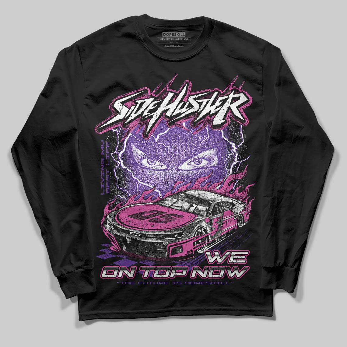PURPLE Collection DopeSkill Long Sleeve T-Shirt New Side Hustler Graphic