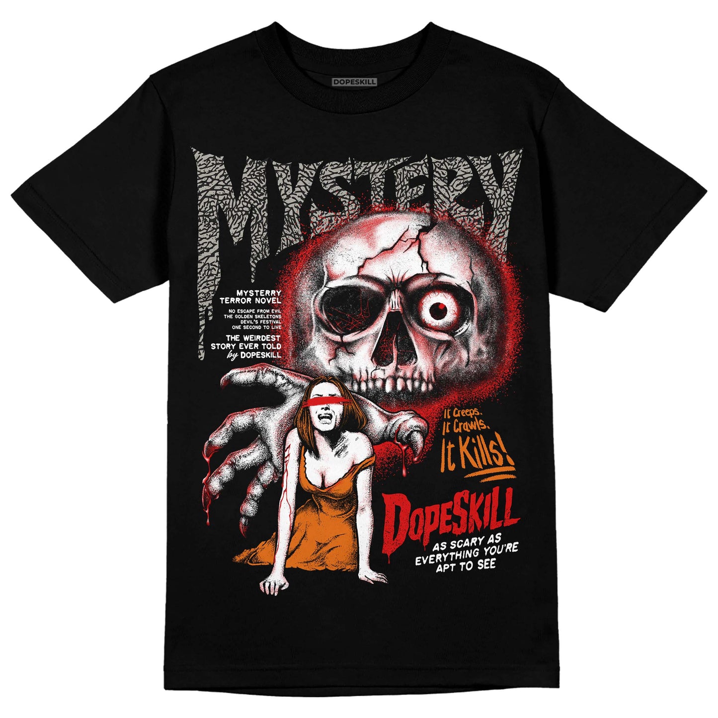 Fire Red 3s DopeSkill T-Shirt Mystery Ghostly Grasp Graphic