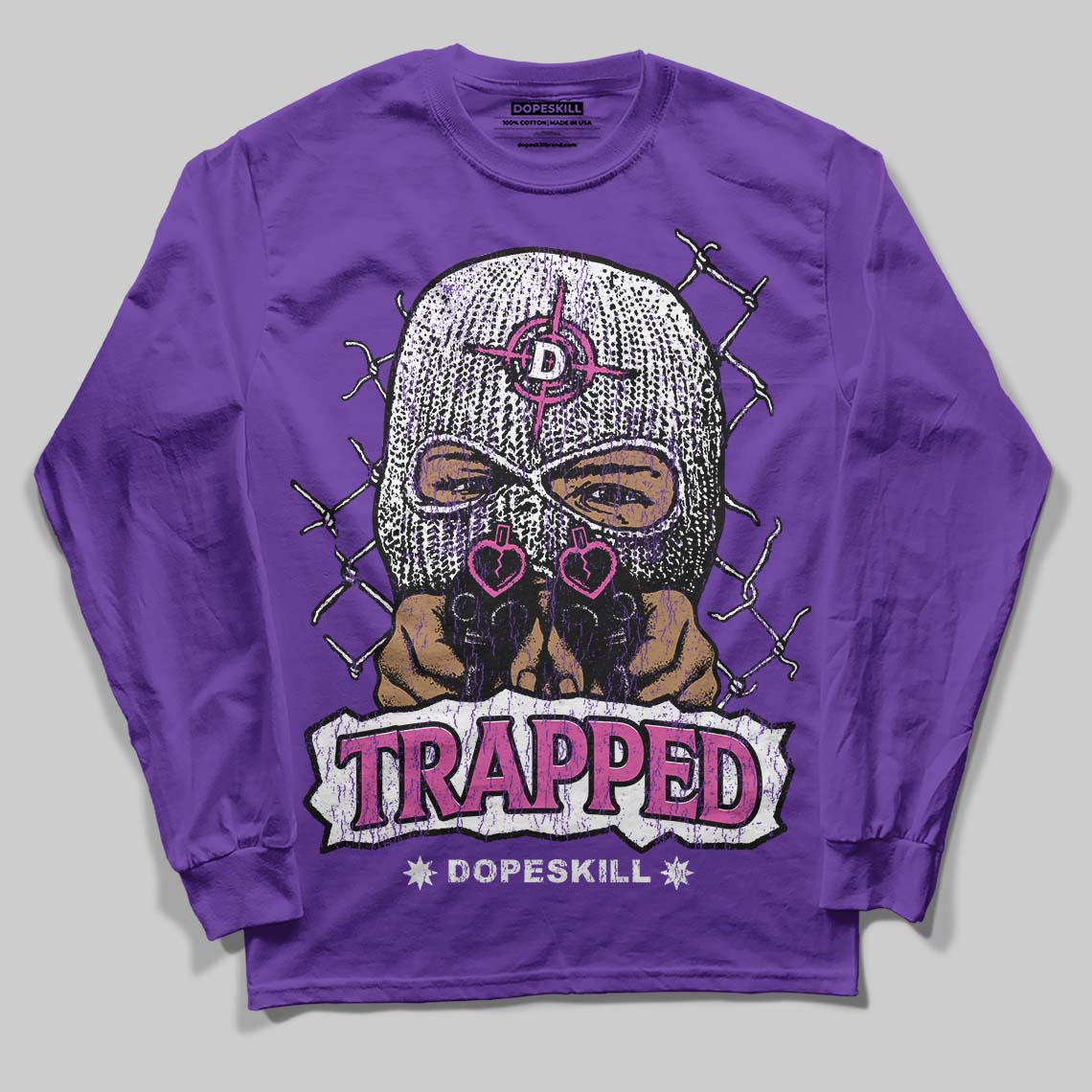 PURPLE Collection DopeSkill Long Sleeve T-Shirt New Trapped Graphic