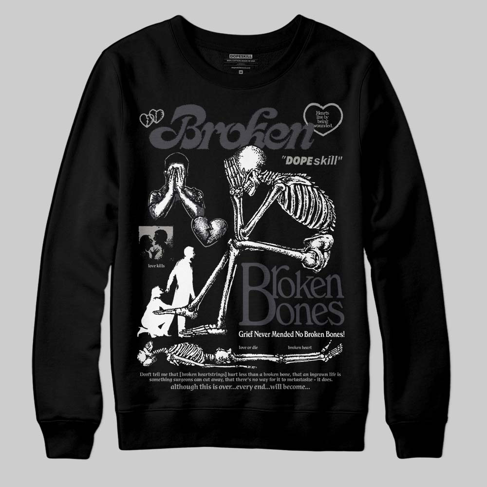 Black Cat 3s DopeSkill Sweatshirt Broken Bones Graphic