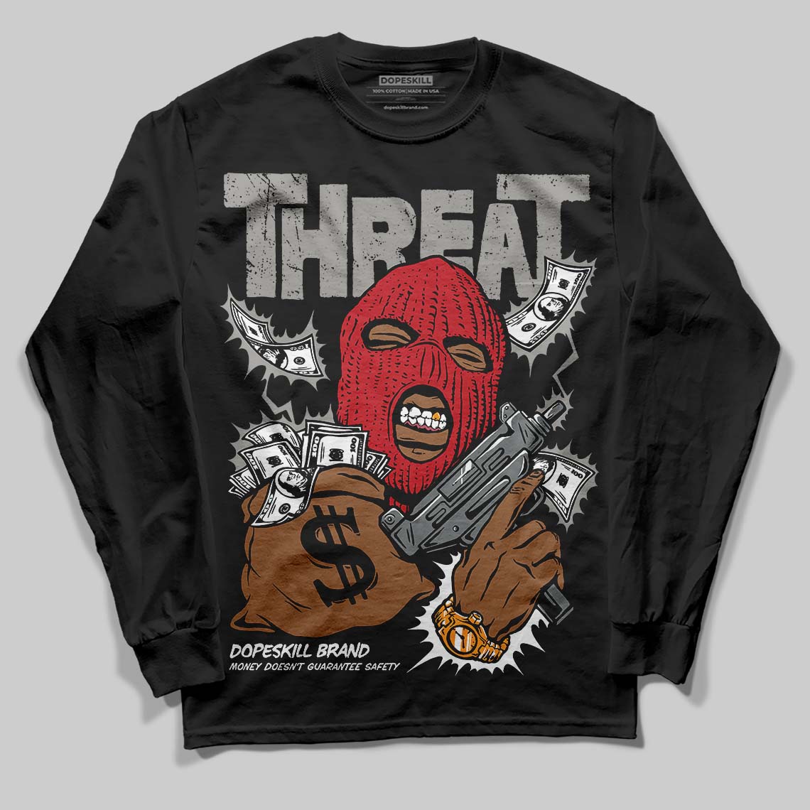 Cool Grey 9s DopeSkill Long Sleeve T-Shirt Under Threat Graphic
