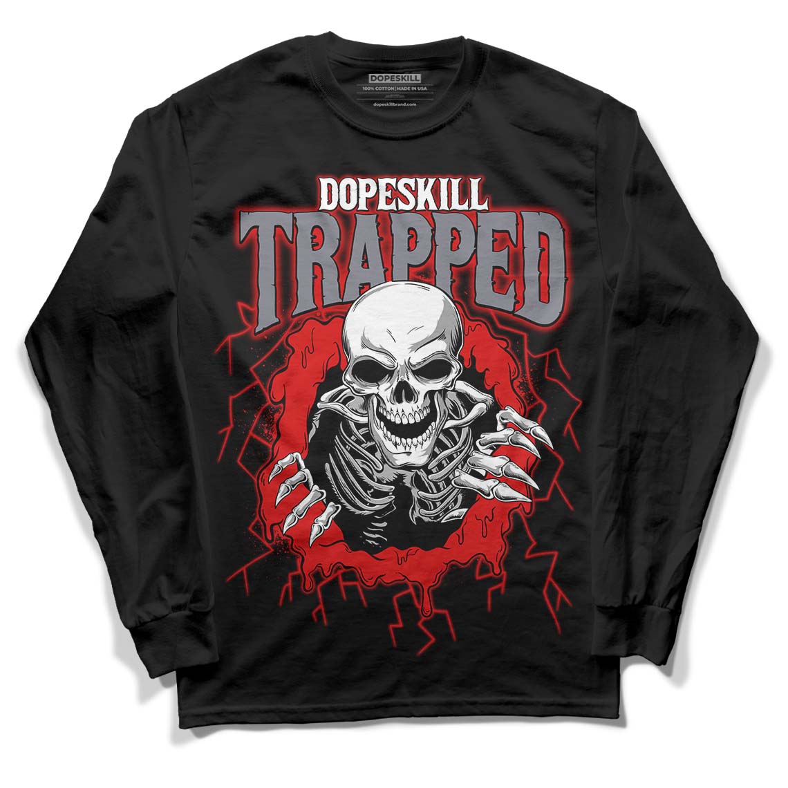 Gym Red 9s DopeSkill Long Sleeve T-Shirt Trapped Halloween Graphic