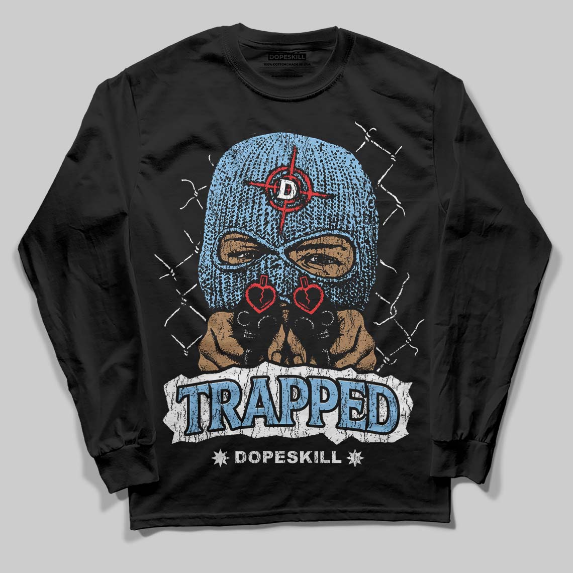 University Blue Collection DopeSkill Long Sleeve T-Shirt New Trapped Graphic