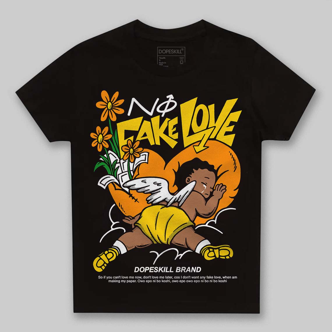 Yellow Ochre 6s DopeSkill Toddler Kids T-shirt No Fake Love Graphic