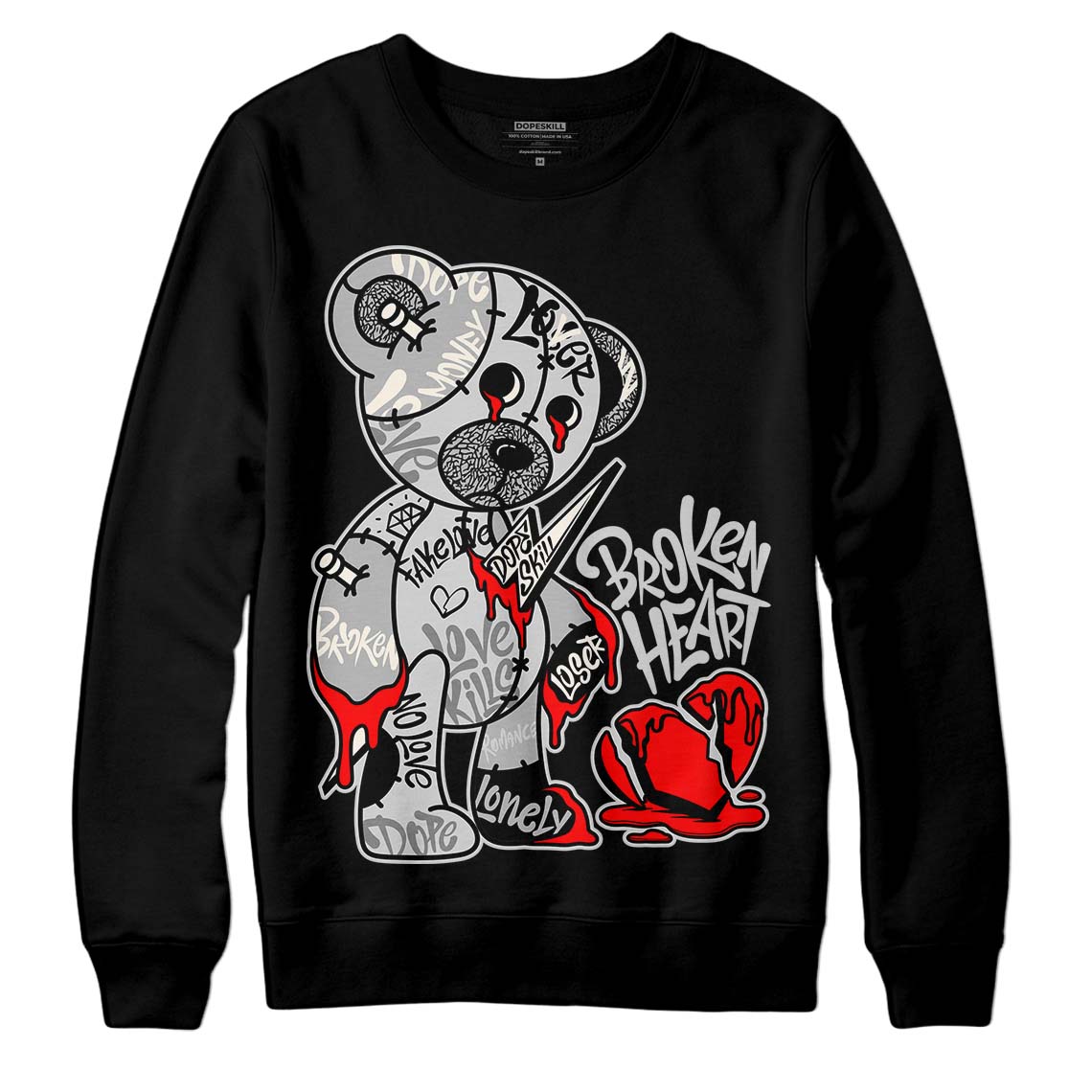 Off Noir 3s DopeSkill Sweatshirt Broken Heart Graphic