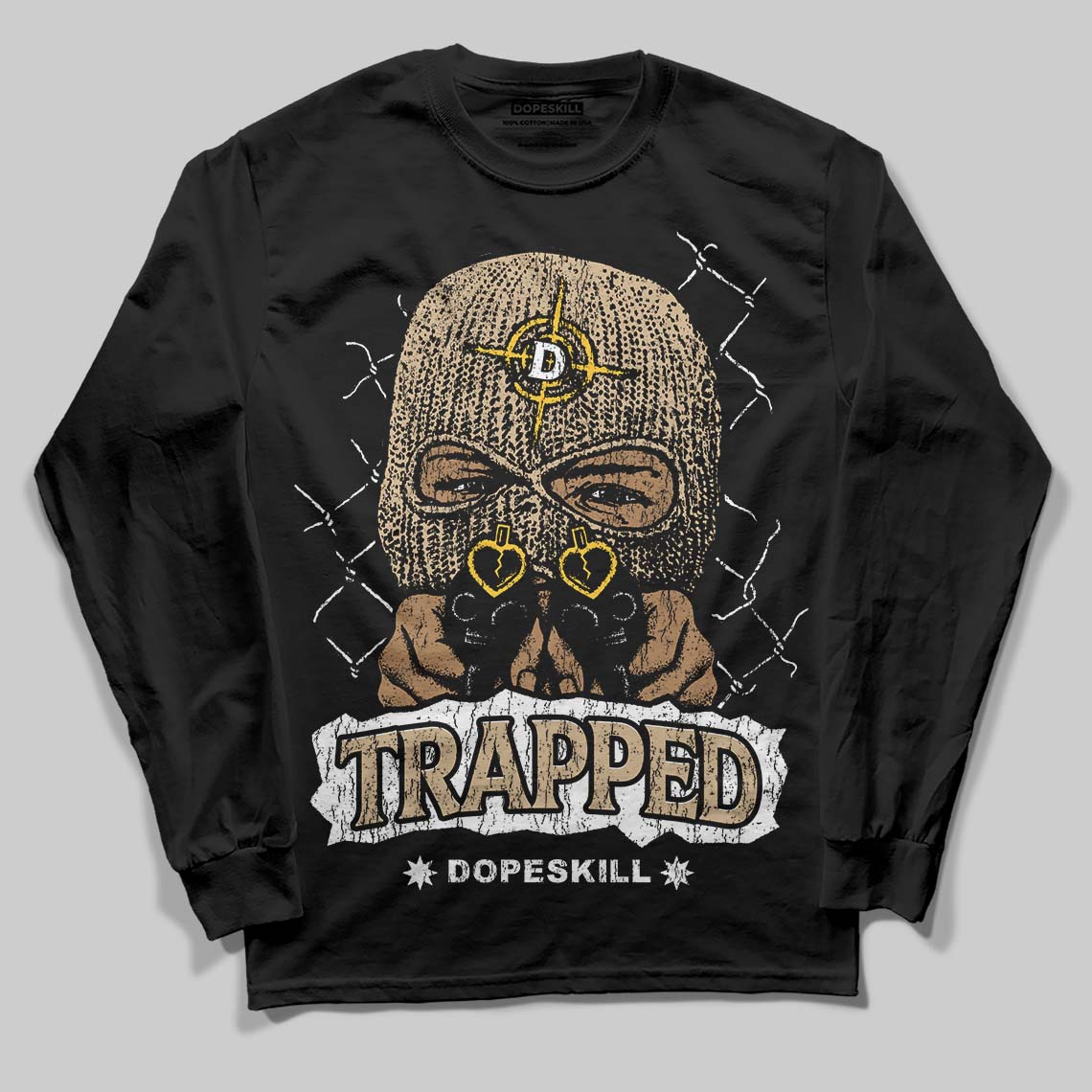 TAN Collection DopeSkill Long Sleeve T-Shirt New Trapped Graphic