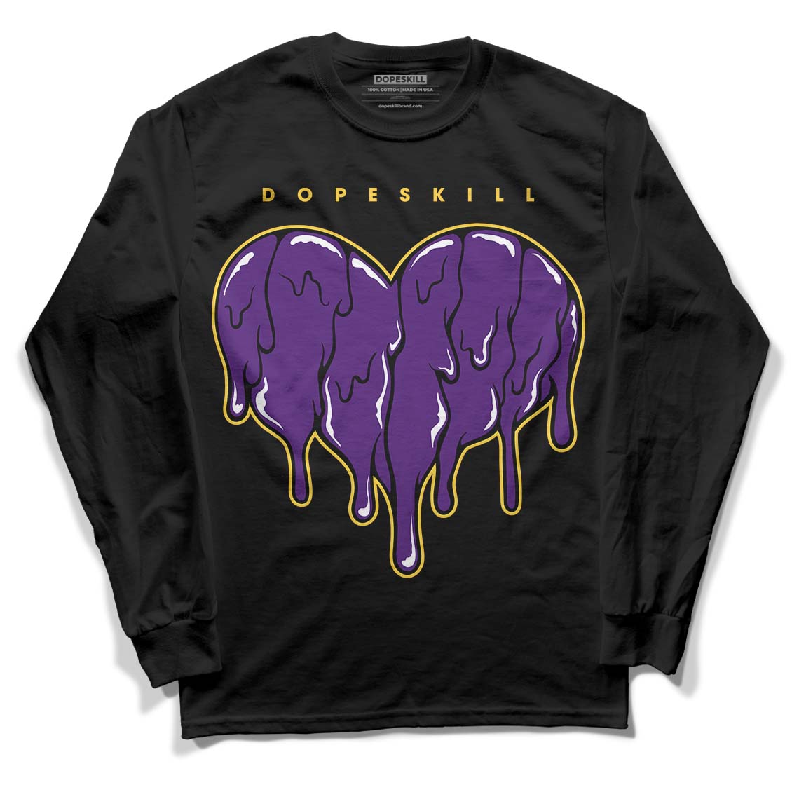 Field Purple 12s DopeSkill Long Sleeve T-Shirt Slime Drip Heart Graphic