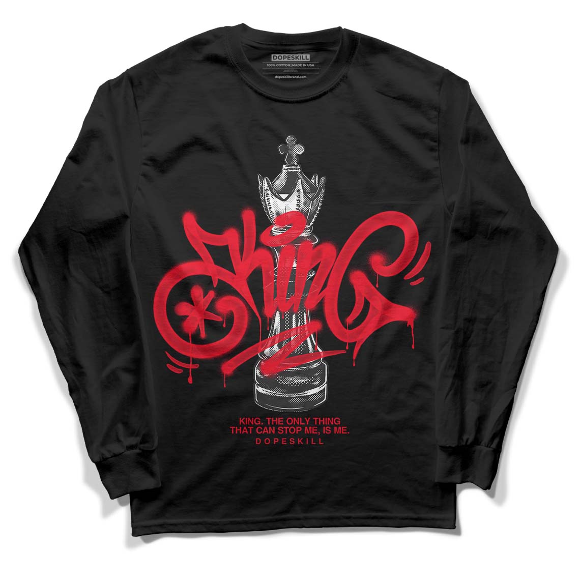 Red Thunder 4s DopeSkill Long Sleeve T-Shirt King Chess Graphic