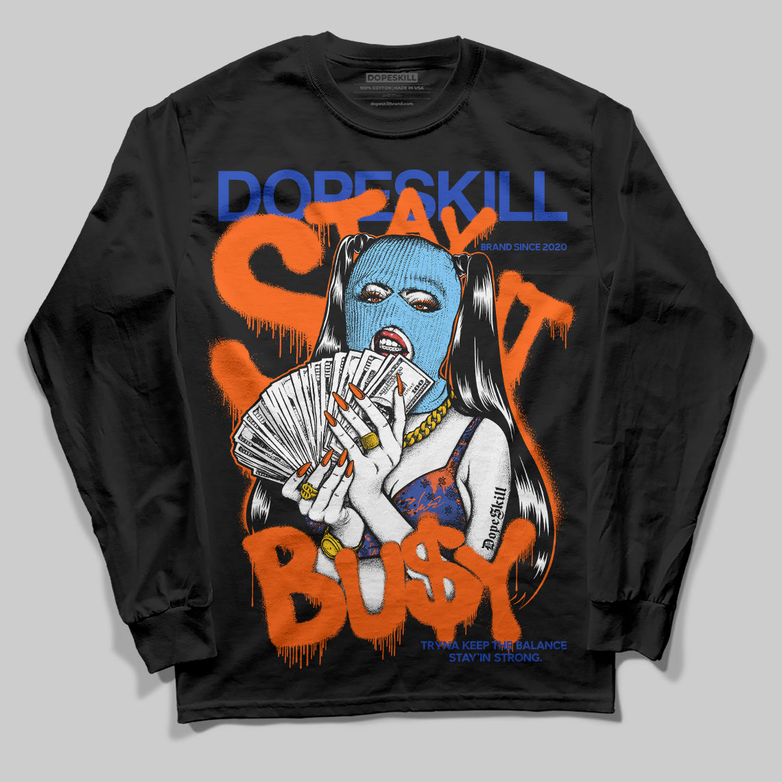 Dunk Low Futura Orange Blaze DopeSkill Long Sleeve T-Shirt Stay It Busy Graphic