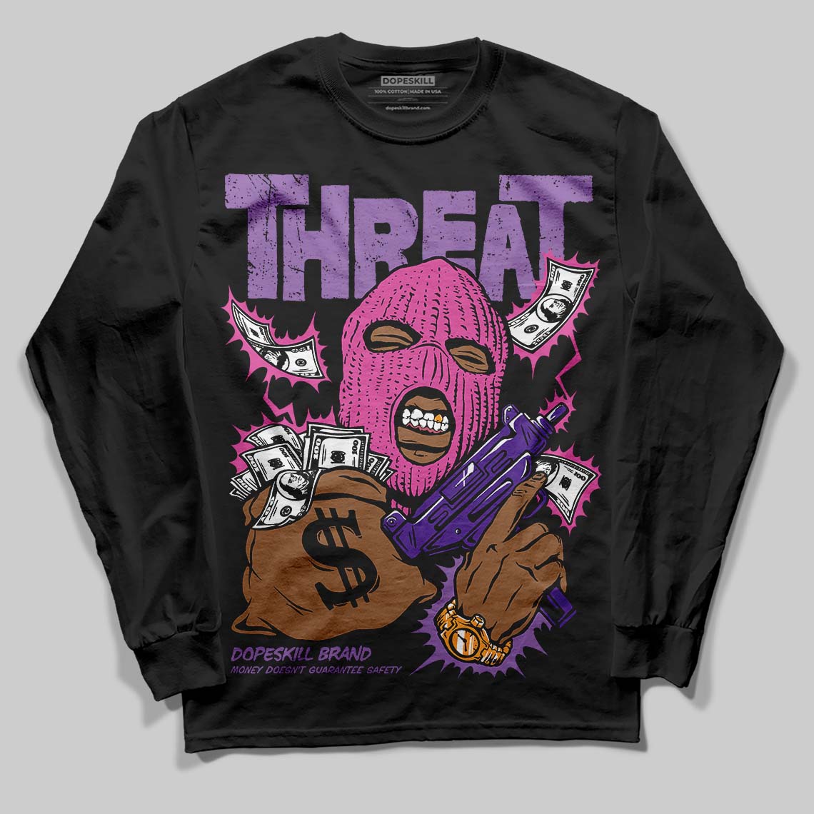 PURPLE Collection DopeSkill Long Sleeve T-Shirt Under Threat Graphic