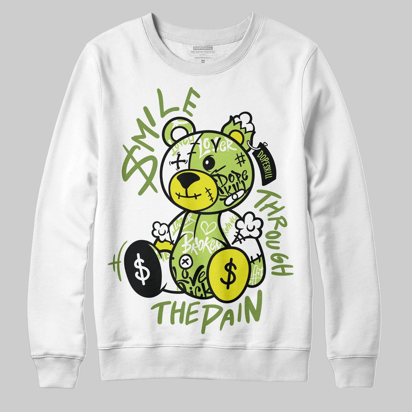 Bright Cactus 13s DopeSkill Sweatshirt Smile Through The Pain Graphic
