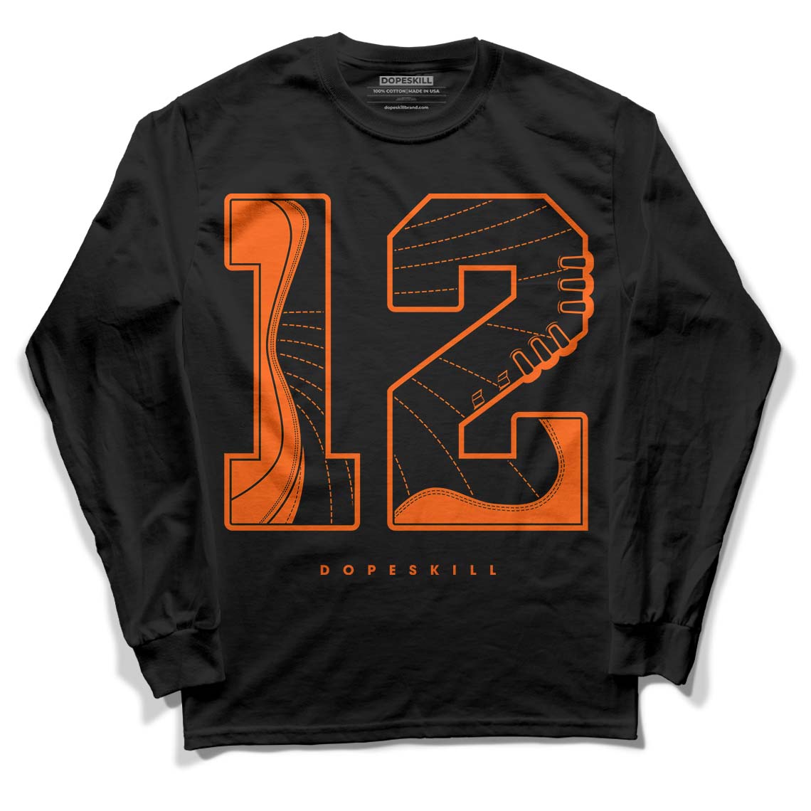 Brilliant Orange 12s DopeSkill Long Sleeve T-Shirt No.12 Graphic