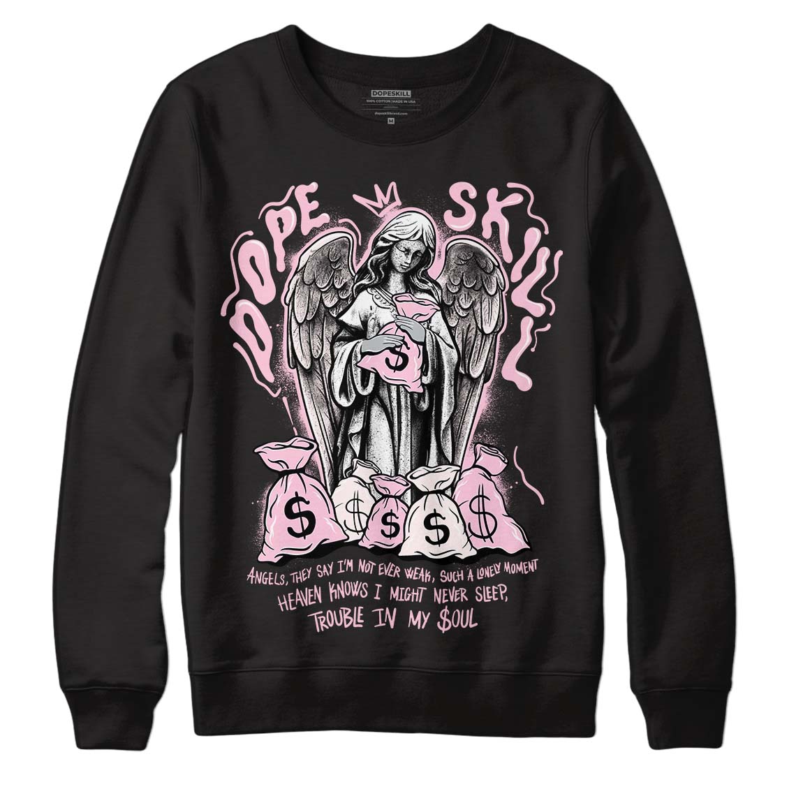 Dunk Low Pink Foam DopeSkill Sweatshirt Angels Graphic