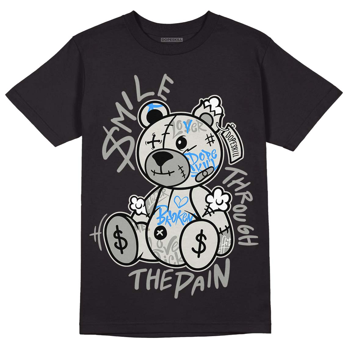 Military Black 4s DopeSkill T-Shirt Smile Through The Pain Graphic