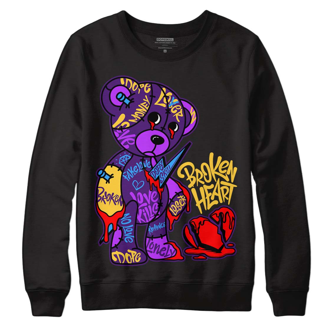 Field Purple 12s DopeSkill Sweatshirt Broken Heart Graphic