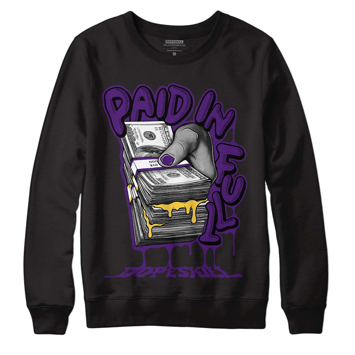 Field Purple 12s DopeSkill Sweatshirt Paid In Full Graphic