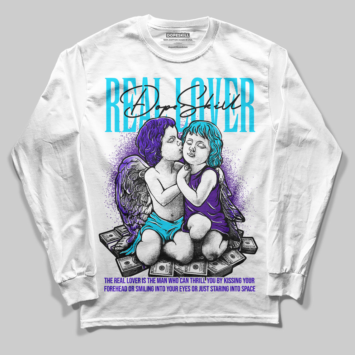 Aqua 6s DopeSkill Long Sleeve T-Shirt Real Lover Graphic