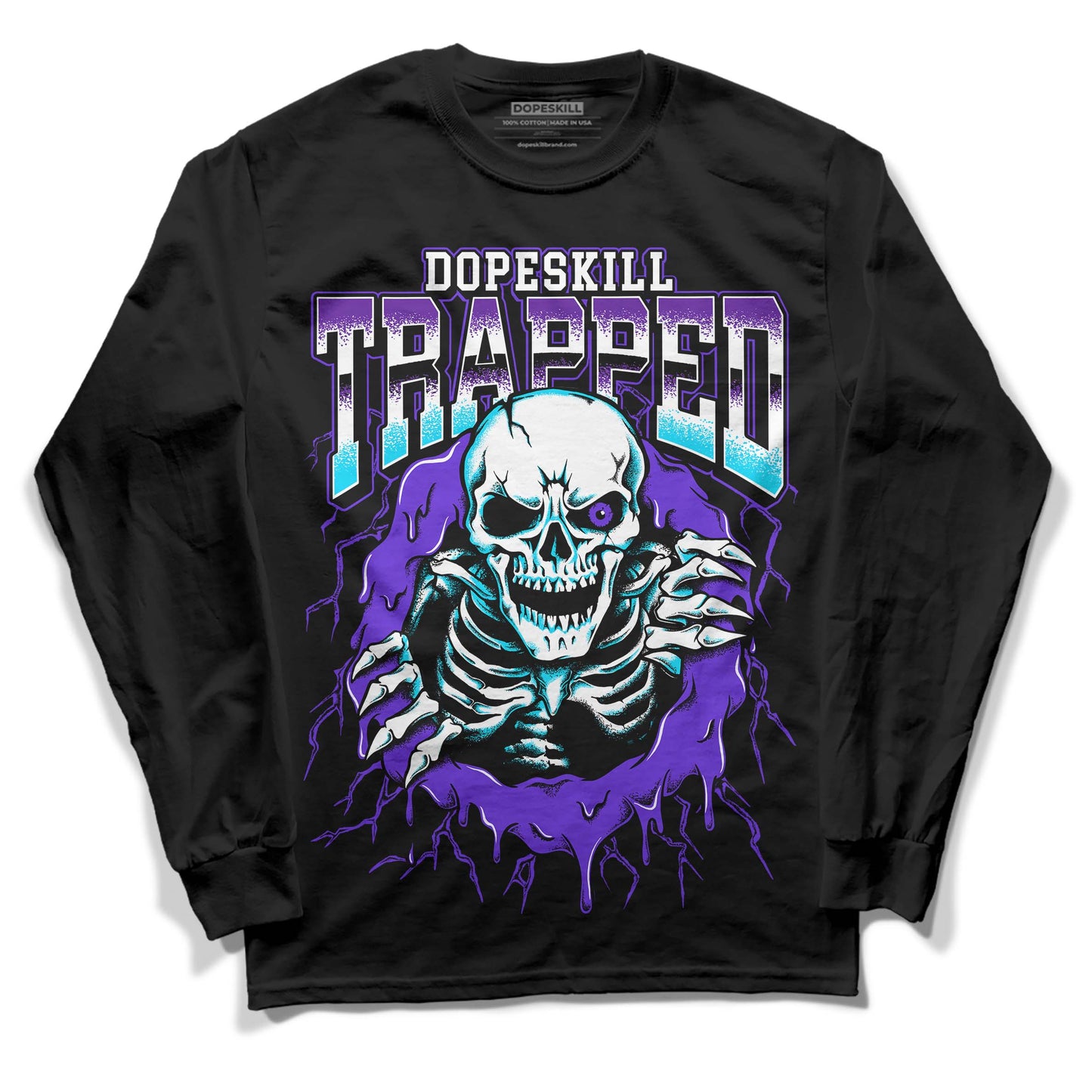 Aqua 6s DopeSkill Long Sleeve T-Shirt Trapped Halloween Graphic