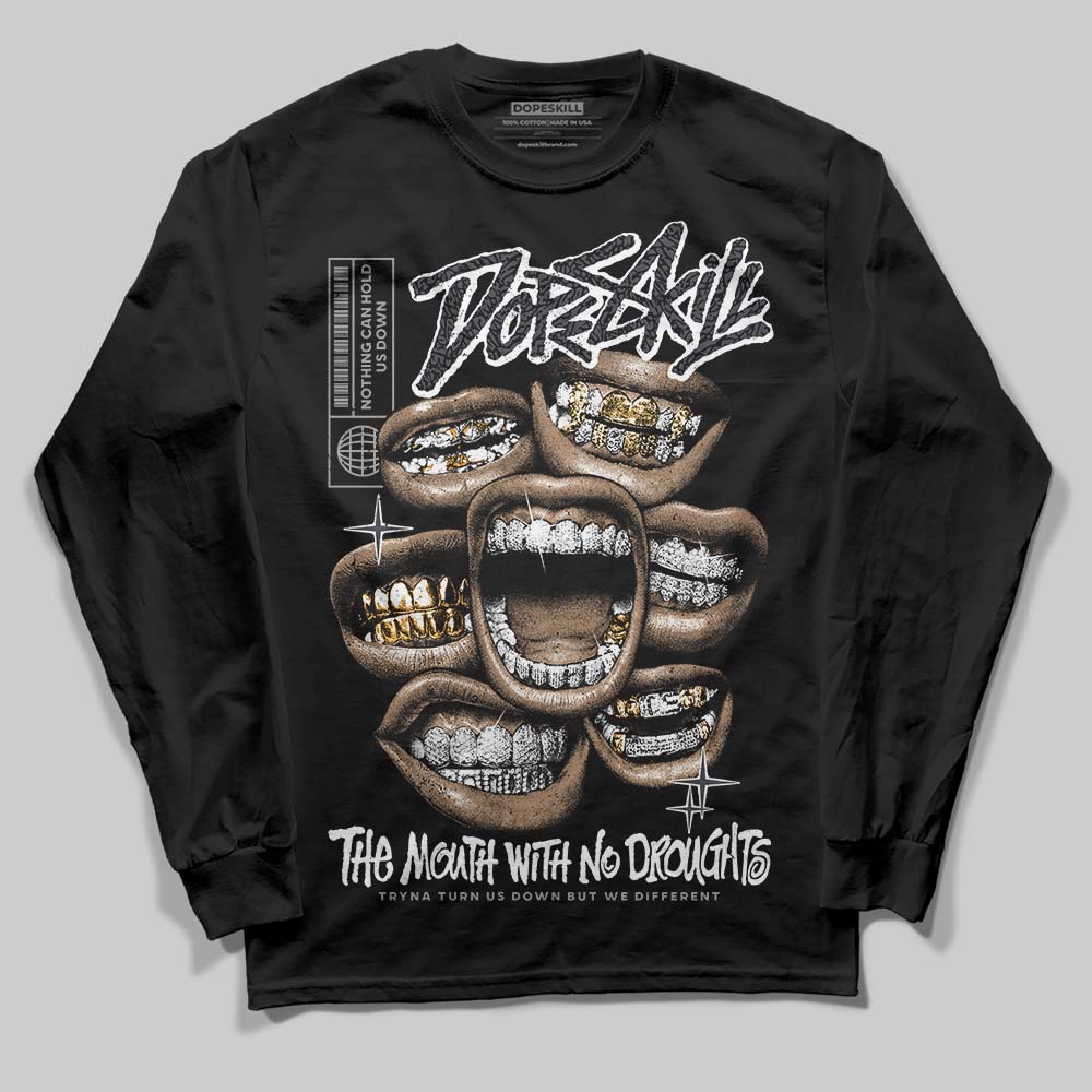 Black Cat 3s DopeSkill Long Sleeve T-Shirt The Mouth With No Droughts Graphic