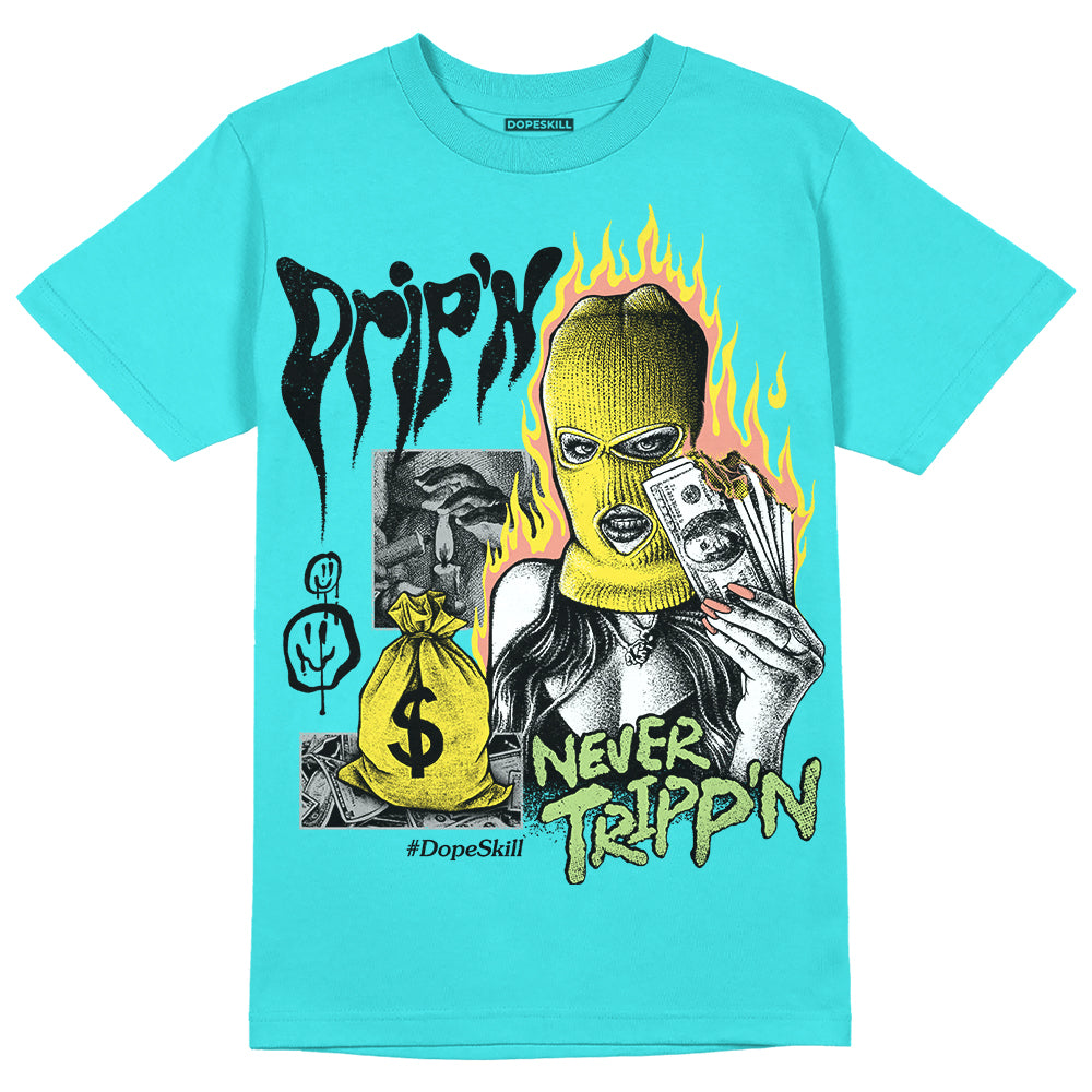 Cyan Burst 9060 DopeSkill Virtual Blue T-Shirt Drip'n Never Tripp'n Graphic